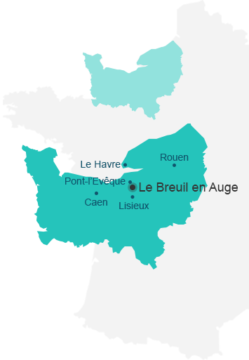 Carte de situation du Breuil en Auge en Normandie